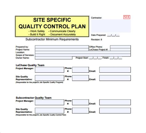 Free Quality Control Plan Templates .